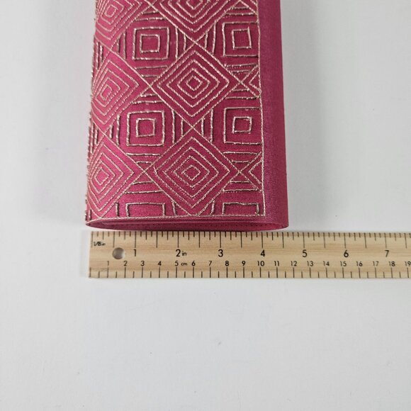 Fabindia Silk Embroidered Clutch Pink Color Including Chain New With Tags - Picture 13 of 13